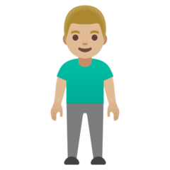 A quoi ressemblent les emoji Homme debout: peau moyennement claire sur Google.