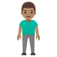 How Man Standing: Medium Skin Tone emoji looks on Google.