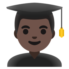 How Man Student: Dark Skin Tone emoji looks on Google.