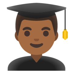 How Man Student: Medium-Dark Skin Tone emoji looks on Google.