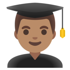 How Man Student: Medium Skin Tone emoji looks on Google.