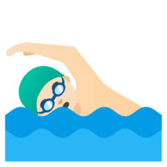 How Man Swimming: Light Skin Tone emoji looks on Google.