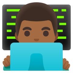 How Man Technologist: Medium-Dark Skin Tone emoji looks on Google.