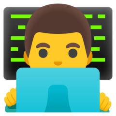 How Man Technologist emoji looks on Google.