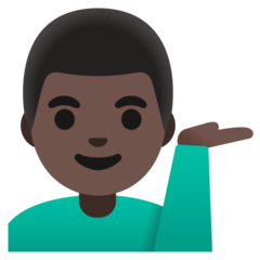 How Man Tipping Hand: Dark Skin Tone emoji looks on Google.