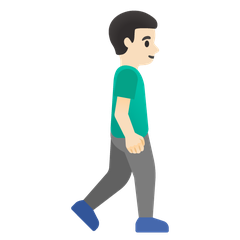 How Man Walking Facing Right: Light Skin Tone emoji looks on Google.