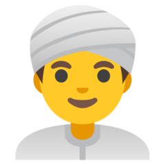 Hur Man i turban emoji ser ut på Google.