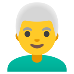 Hvordan Mand: hvidt hår emoji ser ud på Google.