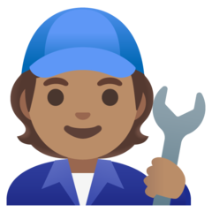 Wie Mechaniker(in): mittlere Hautfarbe Emoji auf Google aussieht.