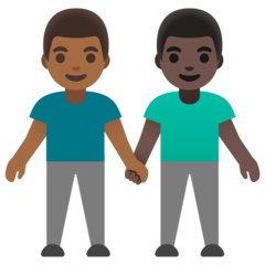 A quoi ressemblent les emoji Deux hommes se tenant la main: peau mate et peau foncée sur Google.