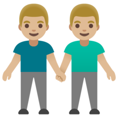 How Men Holding Hands: Medium-Light Skin Tone emoji looks on Google.