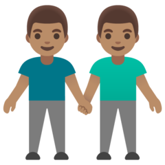 How Men Holding Hands: Medium Skin Tone emoji looks on Google.