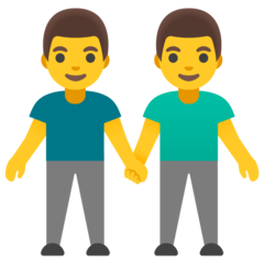 Cómo se ve el emoji Hombres de la mano en Google.