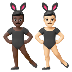 A quoi ressemblent les emoji Hommes avec des oreilles de lapin : peau foncée et peau claire sur Google.
