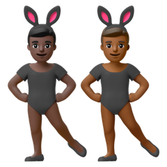 A quoi ressemblent les emoji Hommes avec des oreilles de lapin : peau foncée et peau mate sur Google.
