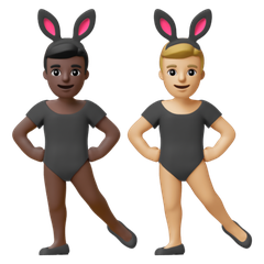 A quoi ressemblent les emoji Hommes avec des oreilles de lapin : peau foncée et peau moyennement claire sur Google.