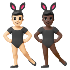 A quoi ressemblent les emoji Hommes avec des oreilles de lapin : peau claire et peau foncée sur Google.