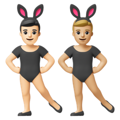 A quoi ressemblent les emoji Hommes avec des oreilles de lapin : peau claire et peau moyennement claire sur Google.