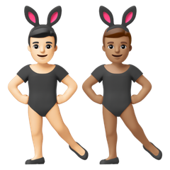 A quoi ressemblent les emoji Hommes avec des oreilles de lapin : peau claire et peau légèrement mate sur Google.