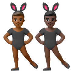 A quoi ressemblent les emoji Hommes avec des oreilles de lapin : peau mate et peau foncée sur Google.