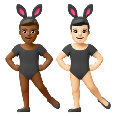 A quoi ressemblent les emoji Hommes avec des oreilles de lapin : peau mate et peau claire sur Google.
