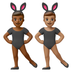 A quoi ressemblent les emoji Hommes avec des oreilles de lapin : peau mate et peau légèrement mate sur Google.