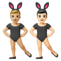A quoi ressemblent les emoji Hommes avec des oreilles de lapin : peau moyennement claire et peau claire sur Google.