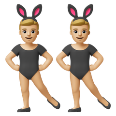 A quoi ressemblent les emoji Hommes avec des oreilles de lapin : peau moyennement claire sur Google.