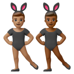A quoi ressemblent les emoji Hommes avec des oreilles de lapin : peau légèrement mate et peau mate sur Google.