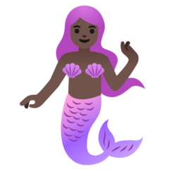 How Mermaid: Dark Skin Tone emoji looks on Google.