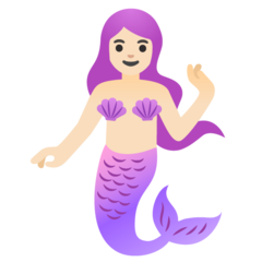 Hoe Sirene: lichte huidskleur emoji eruit ziet op Google.