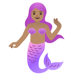 How Mermaid: Medium Skin Tone emoji looks on Google.