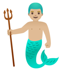 A quoi ressemblent les emoji Triton: peau moyennement claire sur Google.