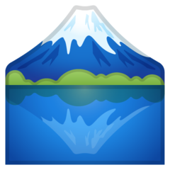 Bagaimana emoji Gunung fuji kelihatan di Google.