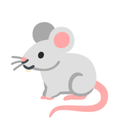 Bagaimana Tikus putih emoji terlihat di Google.