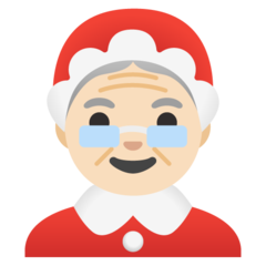 How Mrs. Claus: Light Skin Tone emoji looks on Google.