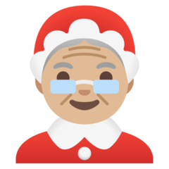 How Mrs. Claus: Medium-Light Skin Tone emoji looks on Google.