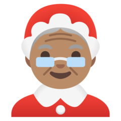 Cómo se ve el emoji Mamá Noel: tono de piel medio en Google.