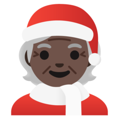 How Mx Claus: Dark Skin Tone emoji looks on Google.