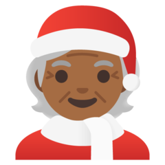 Wie Weihnachtsperson: mitteldunkle Hautfarbe Emoji auf Google aussieht.