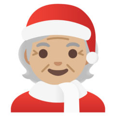 Cómo se ve el emoji Noel: tono de piel claro medio en Google.