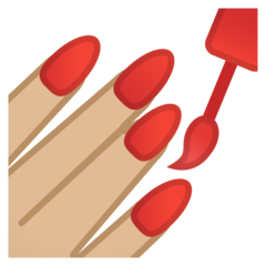 A quoi ressemblent les emoji Vernis à ongles: peau moyennement claire sur Google.