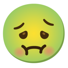 How Nauseated Face emoji looks on Google.