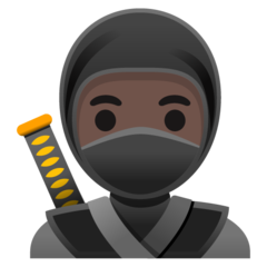 Jak wygląda emoji Ninja: karnacja ciemna w Google.