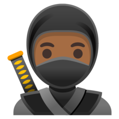 Hoe Ninja: donkergetinte huidskleur emoji eruit ziet op Google.