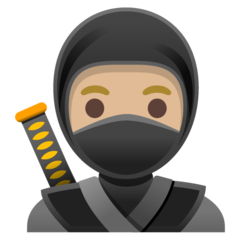 A quoi ressemblent les emoji Ninja : peau moyennement claire sur Google.