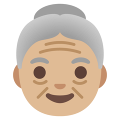 How Old Woman: Medium-Light Skin Tone emoji looks on Google.