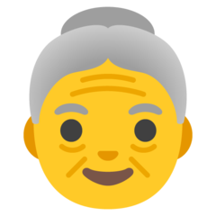 Wie Ältere Frau Emoji auf Google aussieht.