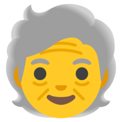 Hvordan Eldre voksen emoji ser ut på Google.