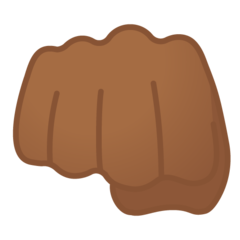 How Oncoming Fist: Medium-Dark Skin Tone emoji looks on Google.